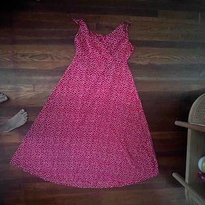 Plus size Shein maxi dress in red floral with tie back